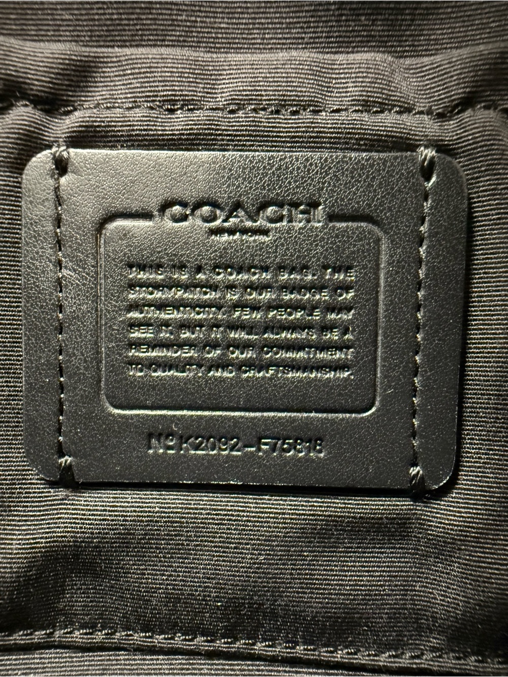 Coach Black Pebbled Leather Crossbody with Striped Strap - Picture 7 of 9